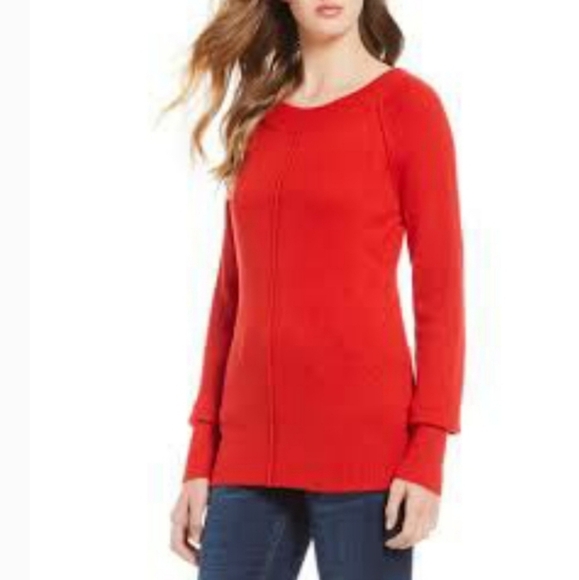GIBSON LATIMER Sweater Size Medium Long Sleeve Red Cozy Soft Lightweight - Picture 1 of 8